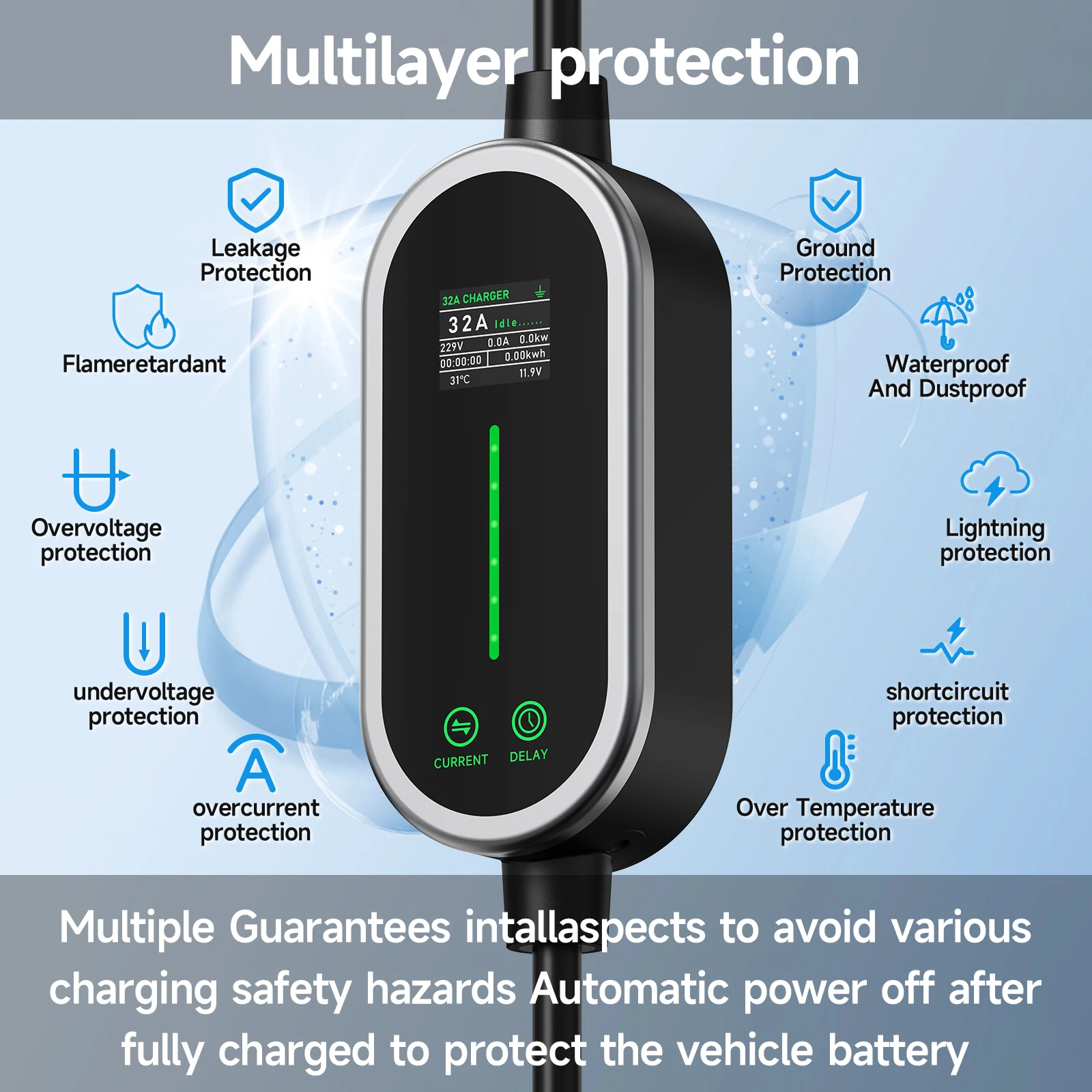 AFEEV 7.2KW 32A Portable EV Ch - Portable Ev Charger 32A Type 2 Cee Plug recension och pris