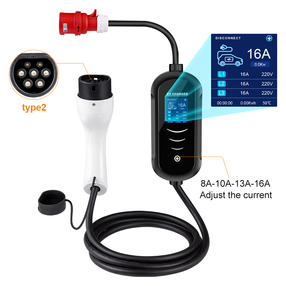 IPENGEN 11KW 16A 3 Phase EV Po - Portable Ev Charger 32A Type 2 Cee Plug recension och pris