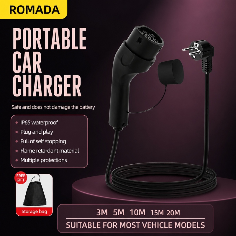 7KW ROMADA 32A Electric Vehicl - Portable Ev Charger 32A Type 2 Cee Plug recension och pris